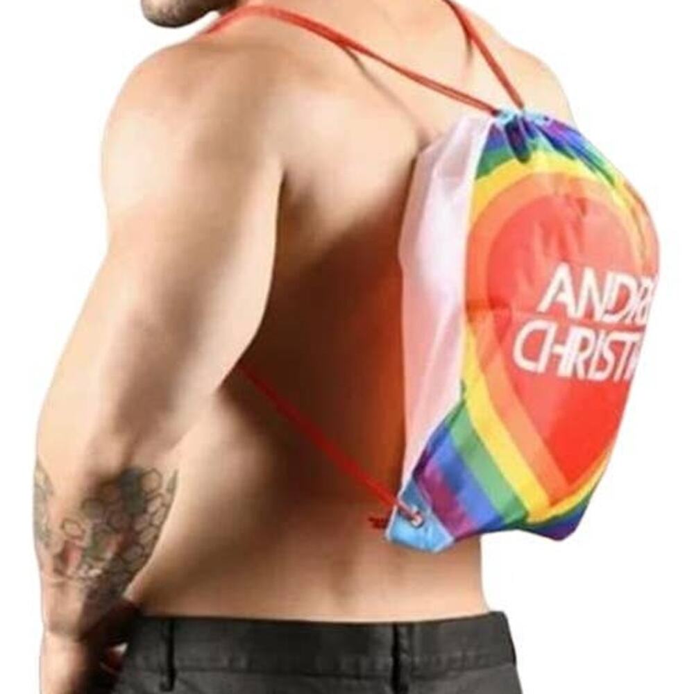 Andrew Christian Pride Heart Drawstring Backpack - Picture 2 of 3